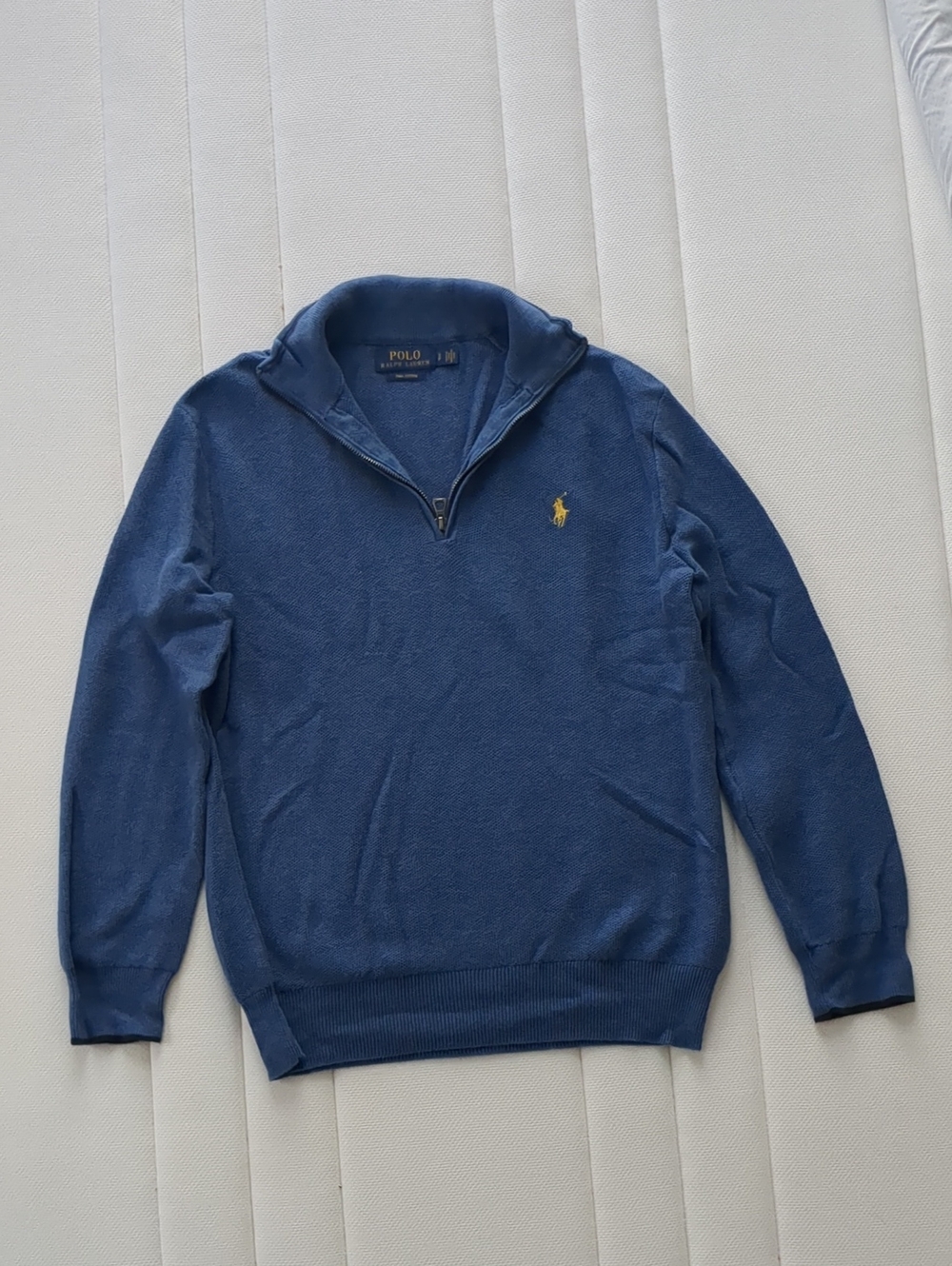 Polo by Ralph Lauren Blue Half-Zip Sweater with Yellow Pony